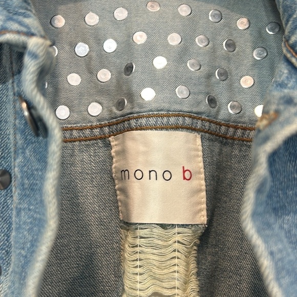 MONO B DENIM VEST FADED WASH STUDDED SPIKE CROSS BACK DENIM VEST one size - Picture 5 of 8